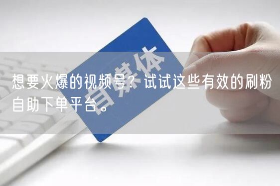 想要火爆的视频号？试试这些有效的刷粉自助下单平台。